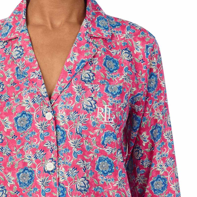 Lauren Ralph Lauren Classic Lawn 3/4 Sleeve Notch Collar Pajama Set image number 5